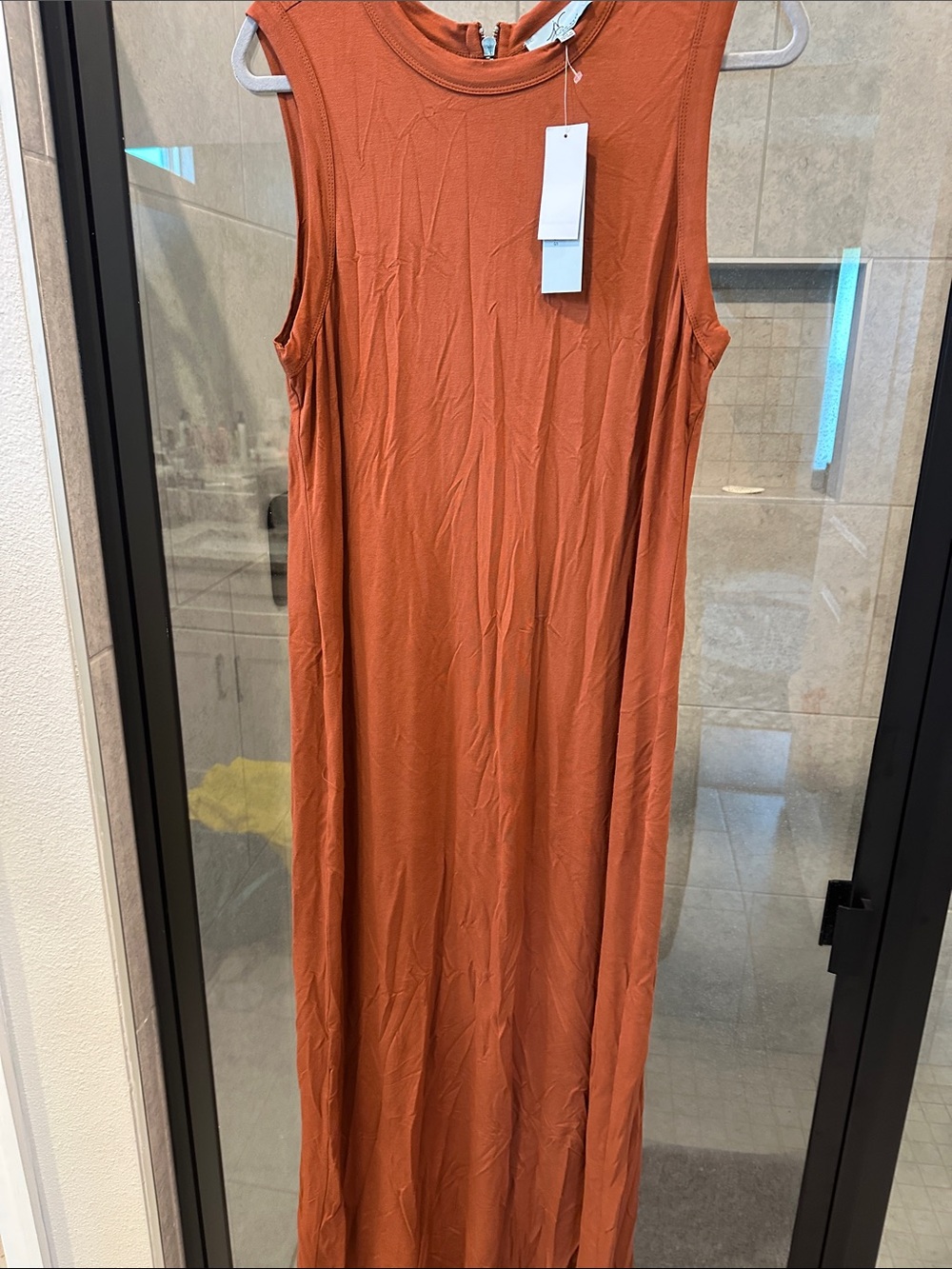 Joan Vass Rust Orange Maxi Dress